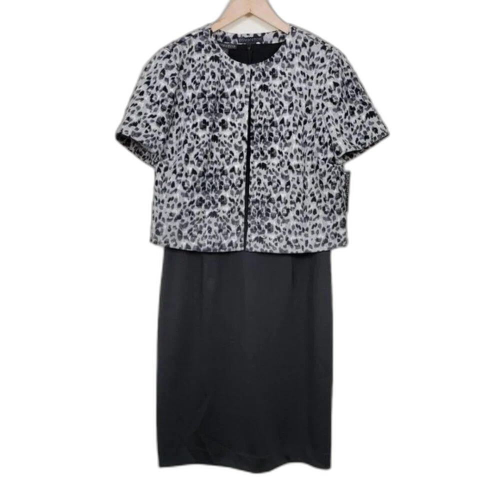 Covington Black Dress with Animal Print Blazer Womans Size M Black Gray NEW
